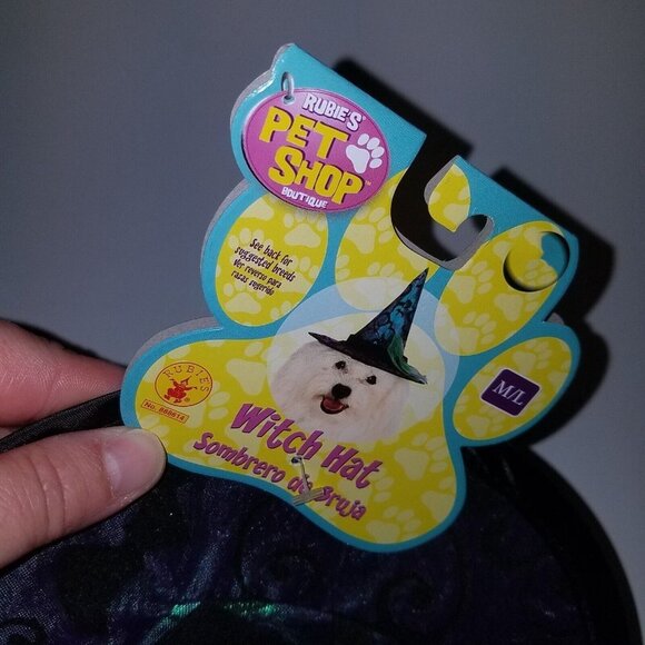NWT Dog Witch Hat Halloween Costume Accessory Rubie's Sizes S/M or M/L Pet - Picture 8 of 8